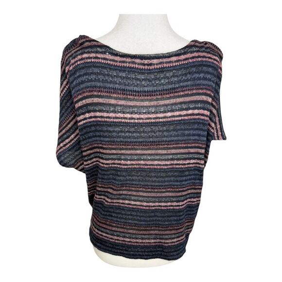American Eagle Women's Striped Crop Top Multicolor Size Medium Keyhole Knit - Picture 3 of 7